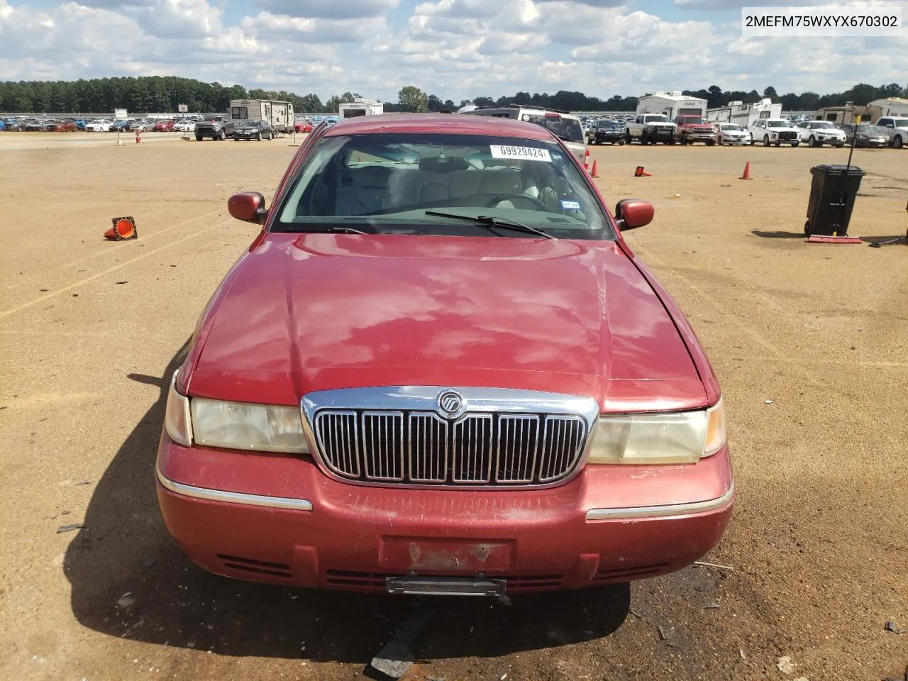 2000 Mercury Grand Marquis Ls VIN: 2MEFM75WXYX670302 Lot: 69929424