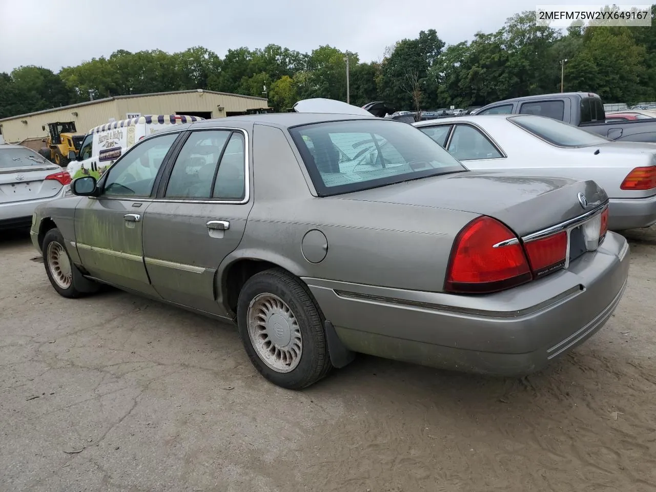 2000 Mercury Grand Marquis Ls VIN: 2MEFM75W2YX649167 Lot: 70025554