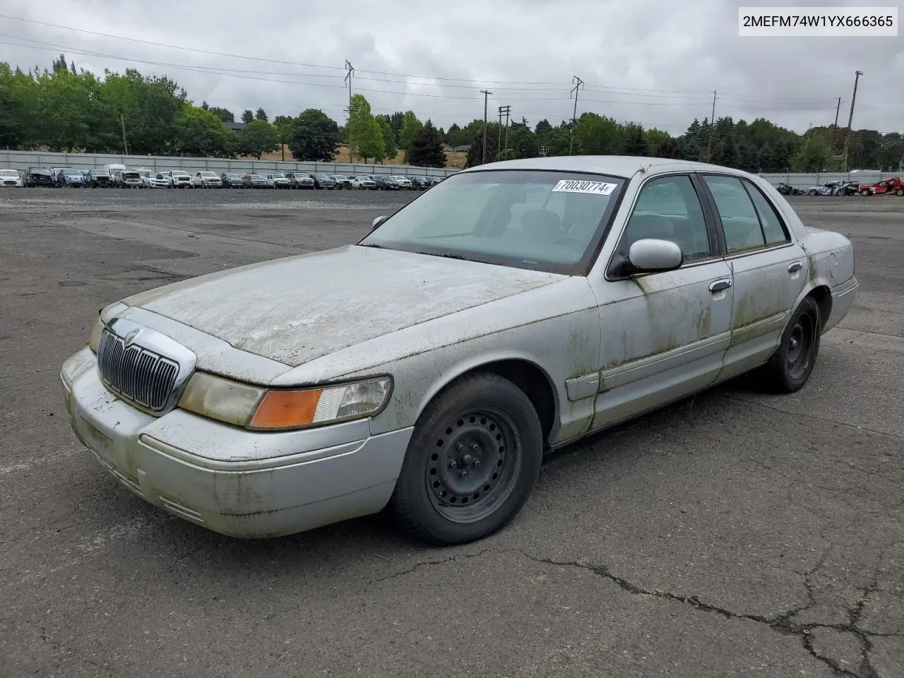 2000 Mercury Grand Marquis Gs VIN: 2MEFM74W1YX666365 Lot: 70030774