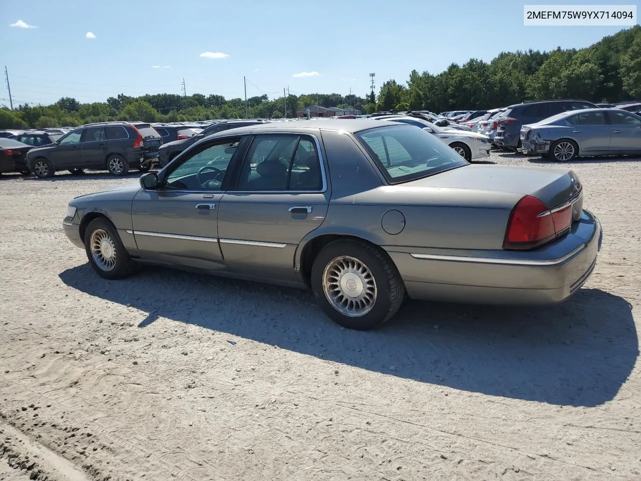 2000 Mercury Grand Marquis Ls VIN: 2MEFM75W9YX714094 Lot: 70214804