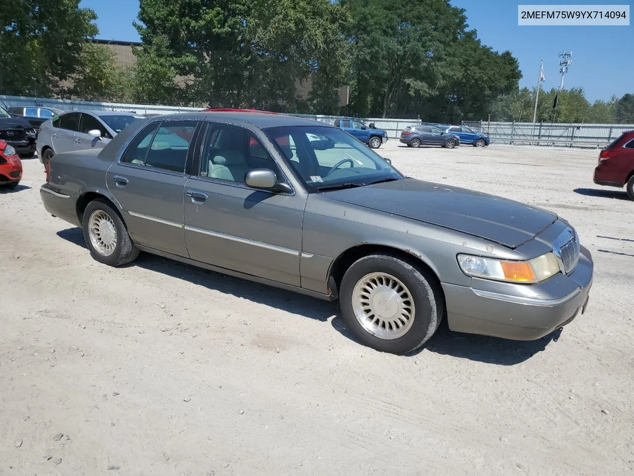 2000 Mercury Grand Marquis Ls VIN: 2MEFM75W9YX714094 Lot: 70214804