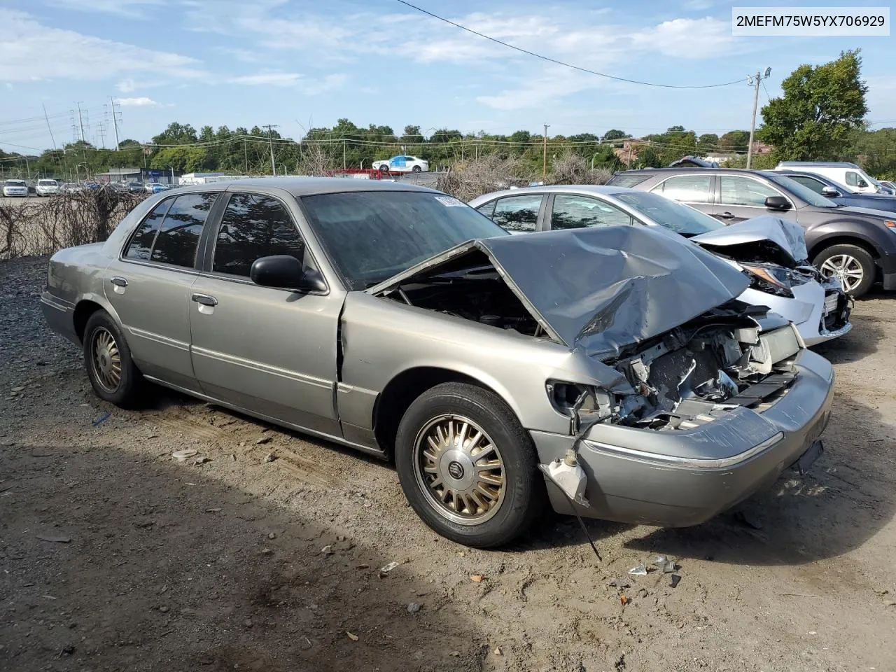 2000 Mercury Grand Marquis Ls VIN: 2MEFM75W5YX706929 Lot: 71426774