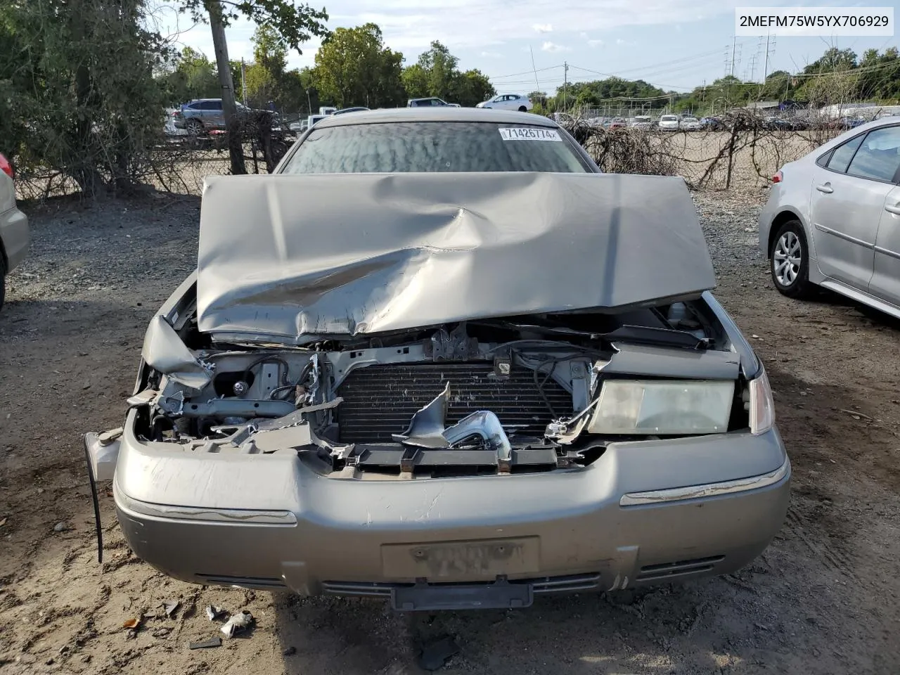 2000 Mercury Grand Marquis Ls VIN: 2MEFM75W5YX706929 Lot: 71426774