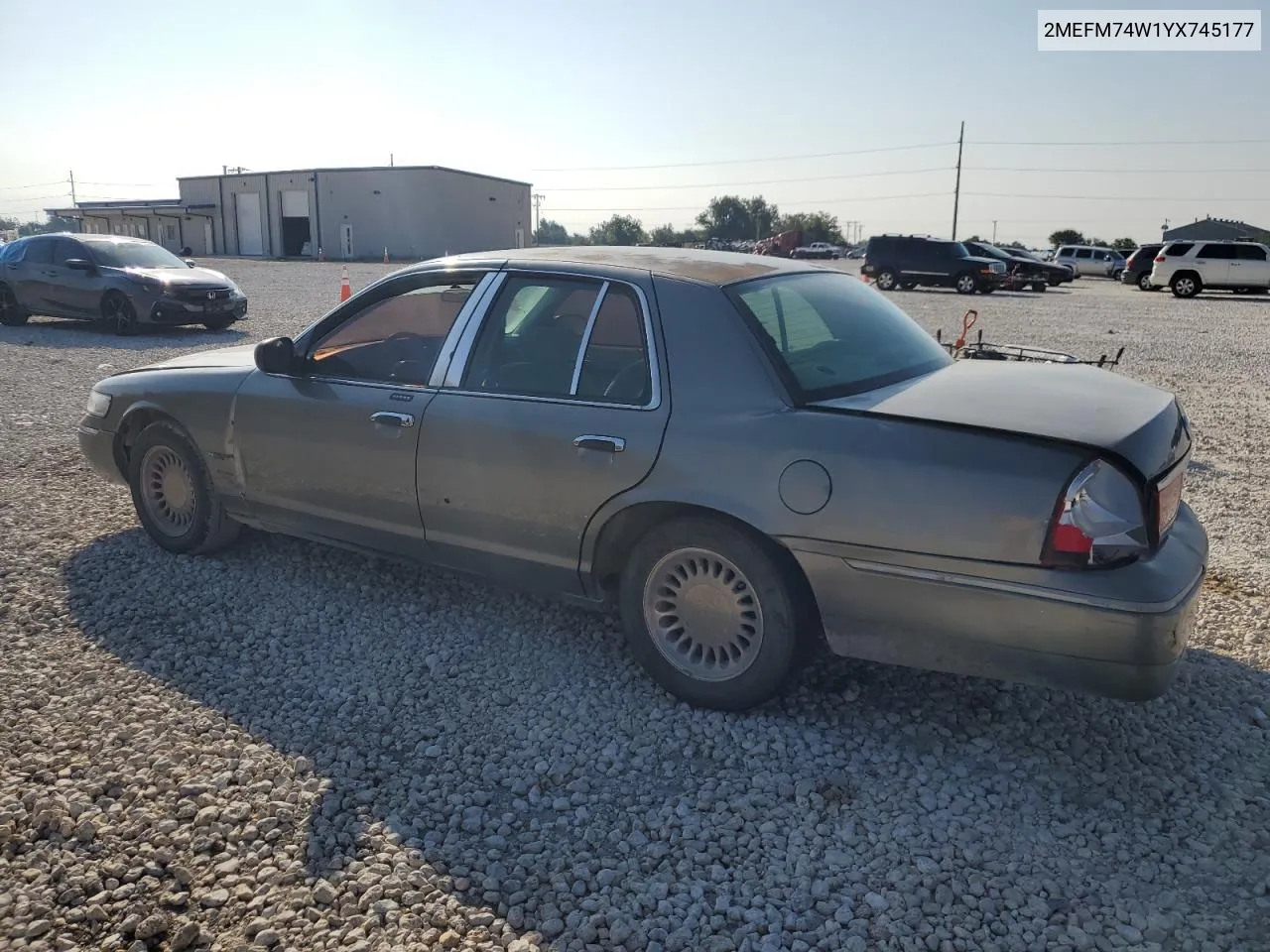 2000 Mercury Grand Marquis Gs VIN: 2MEFM74W1YX745177 Lot: 71572254