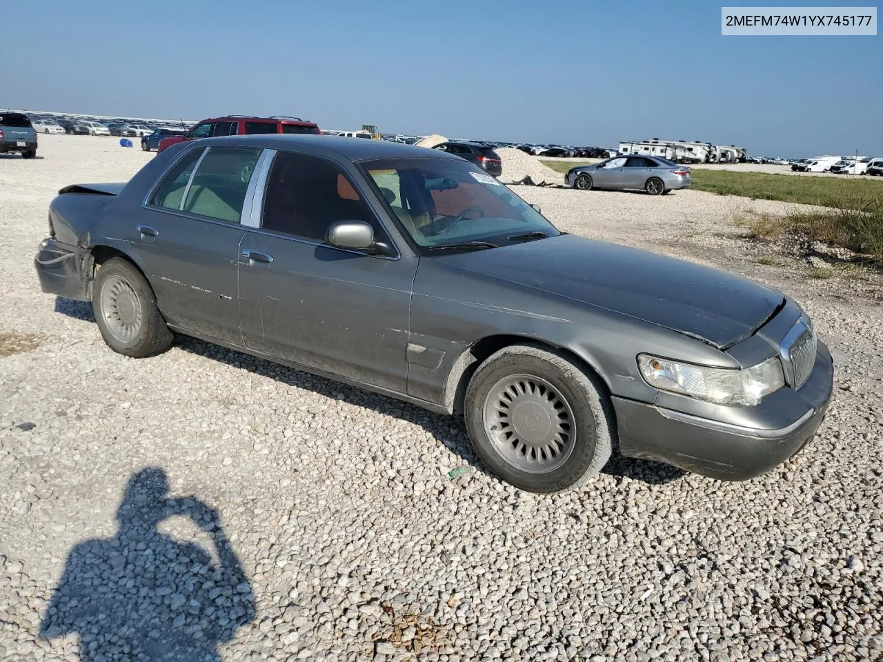 2000 Mercury Grand Marquis Gs VIN: 2MEFM74W1YX745177 Lot: 71572254