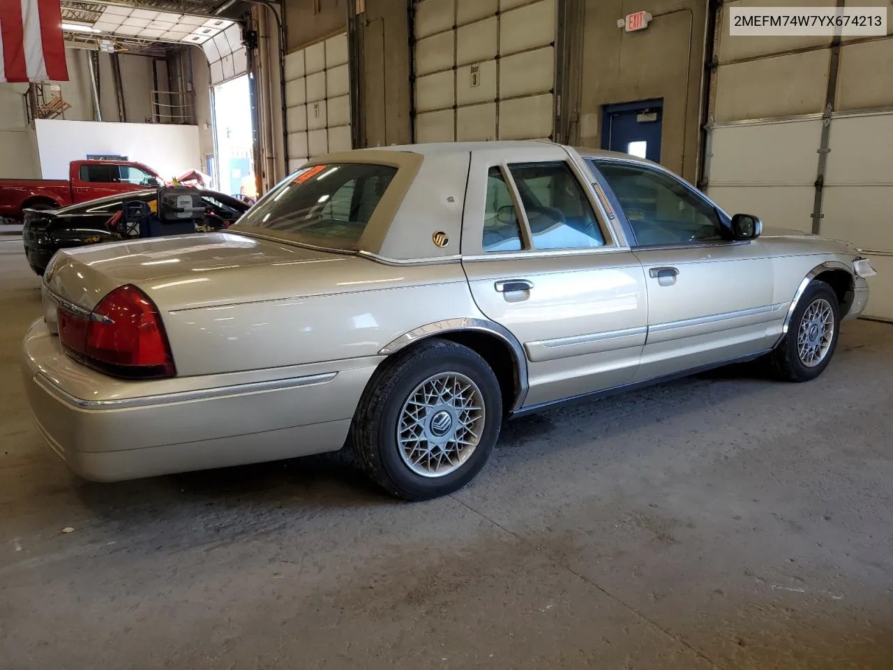 2000 Mercury Grand Marquis Gs VIN: 2MEFM74W7YX674213 Lot: 72479834