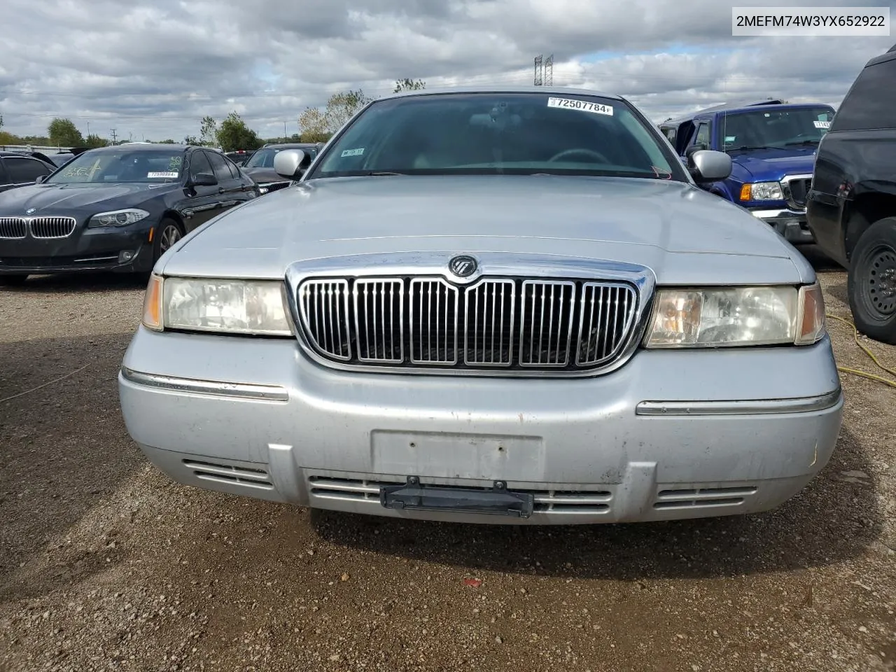 2000 Mercury Grand Marquis Gs VIN: 2MEFM74W3YX652922 Lot: 72507784