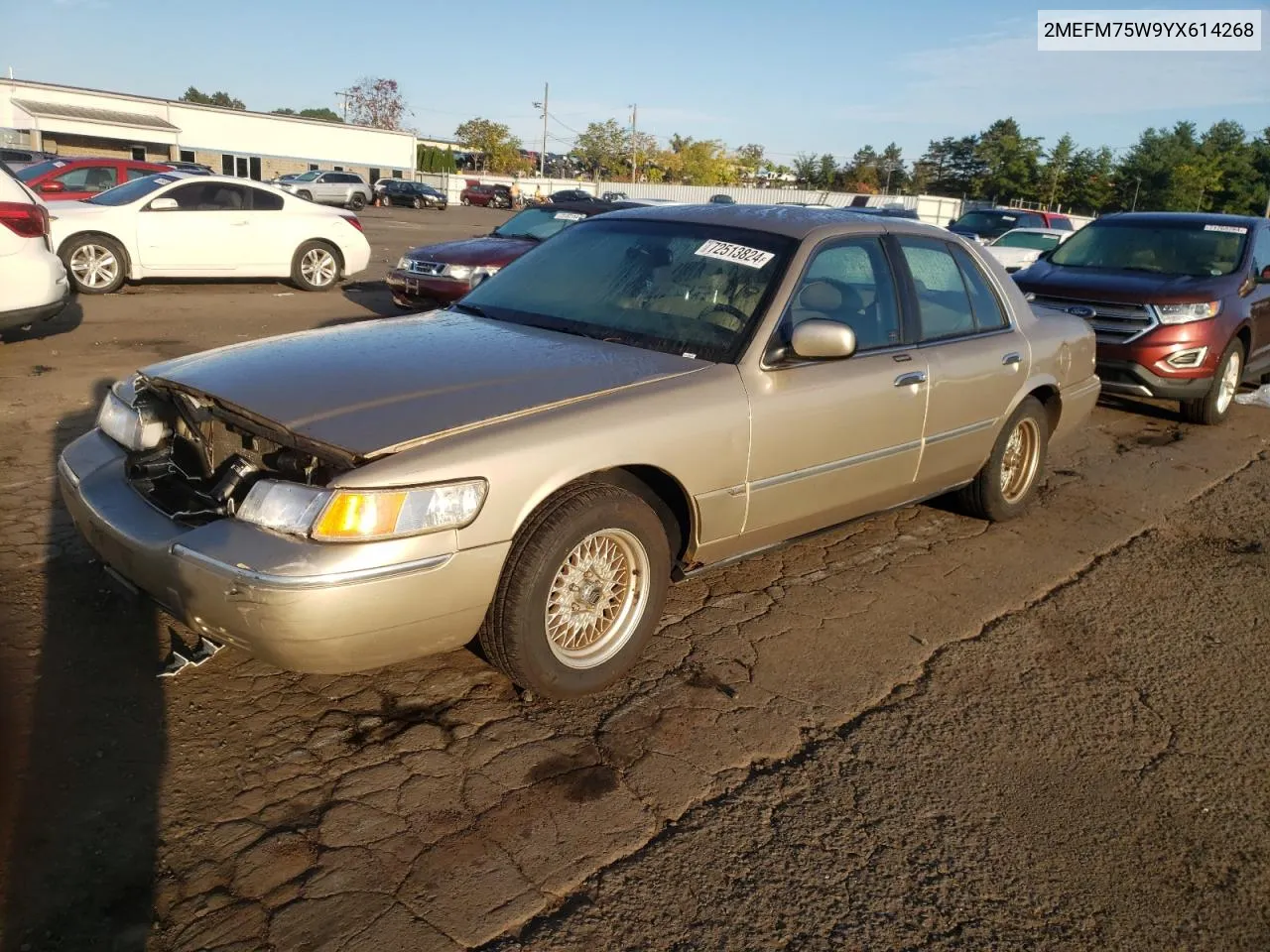 2000 Mercury Grand Marquis Ls VIN: 2MEFM75W9YX614268 Lot: 72513824