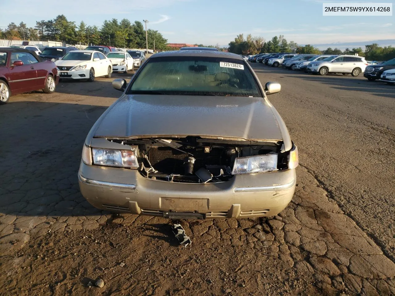 2000 Mercury Grand Marquis Ls VIN: 2MEFM75W9YX614268 Lot: 72513824