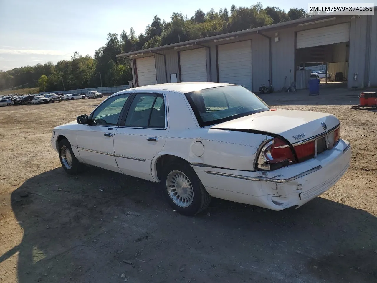 2000 Mercury Grand Marquis Ls VIN: 2MEFM75W9YX740355 Lot: 75806934