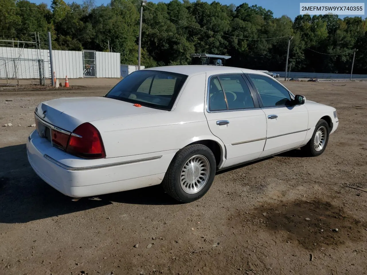 2000 Mercury Grand Marquis Ls VIN: 2MEFM75W9YX740355 Lot: 75806934