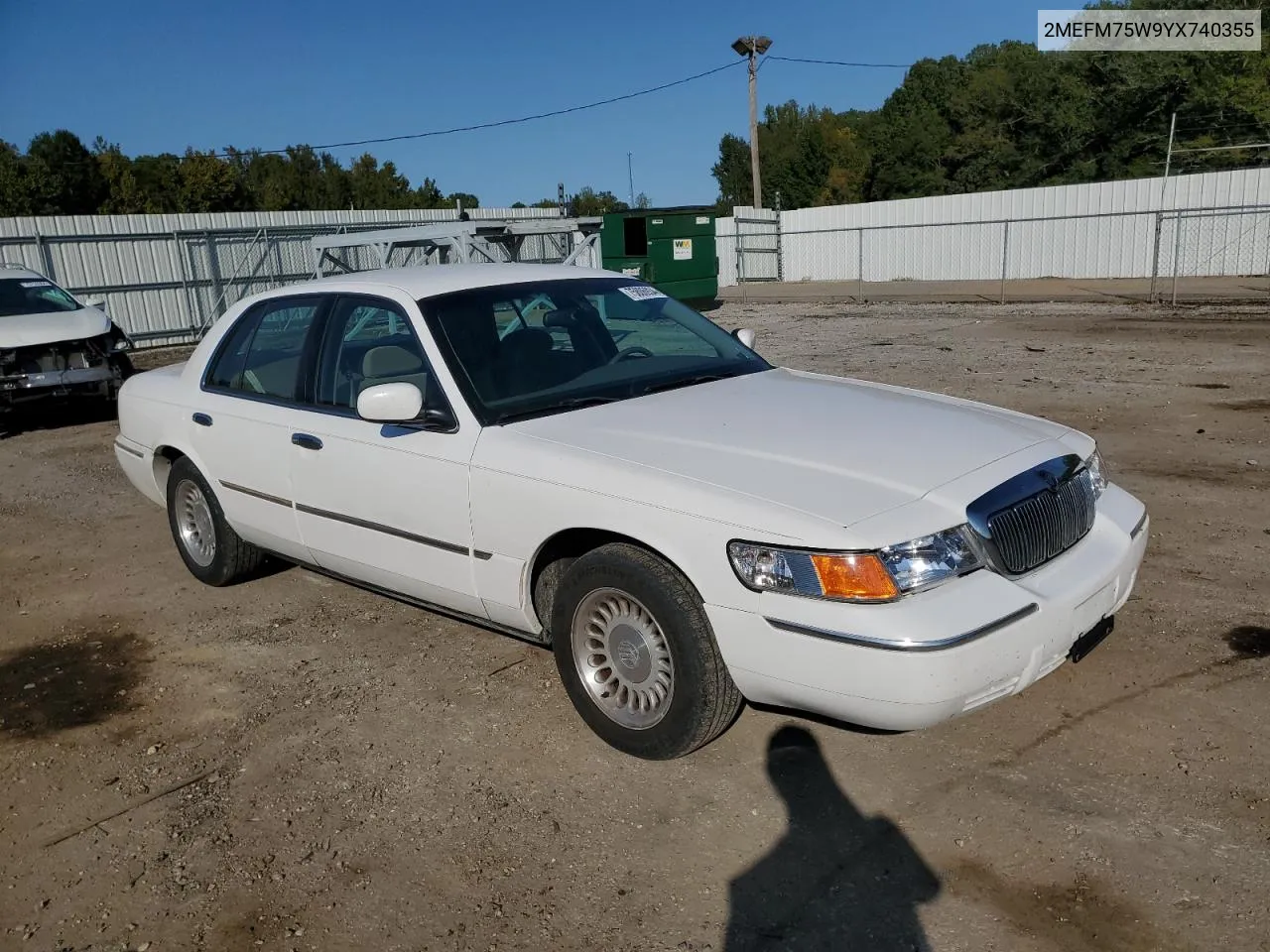 2000 Mercury Grand Marquis Ls VIN: 2MEFM75W9YX740355 Lot: 75806934