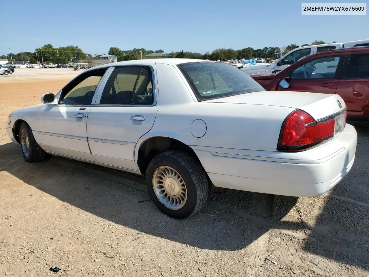 2000 Mercury Grand Marquis Ls VIN: 2MEFM75W2YX675509 Lot: 76155344