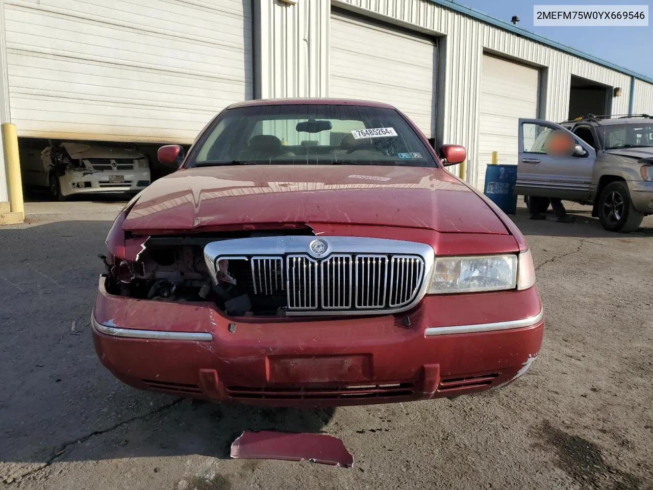 2000 Mercury Grand Marquis Ls VIN: 2MEFM75W0YX669546 Lot: 76485264