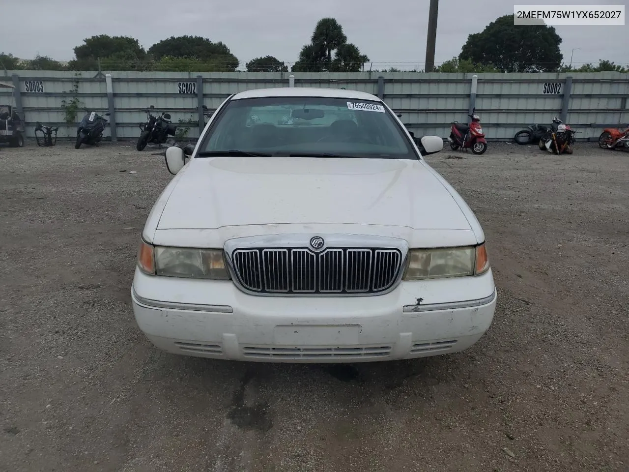 2000 Mercury Grand Marquis Ls VIN: 2MEFM75W1YX652027 Lot: 76540924