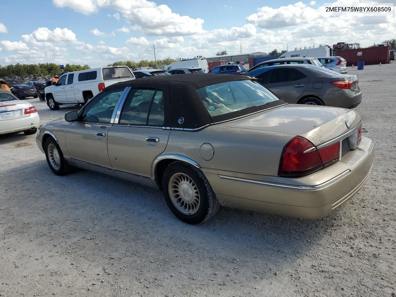 2000 Mercury Grand Marquis Ls VIN: 2MEFM75W8YX608509 Lot: 76585784