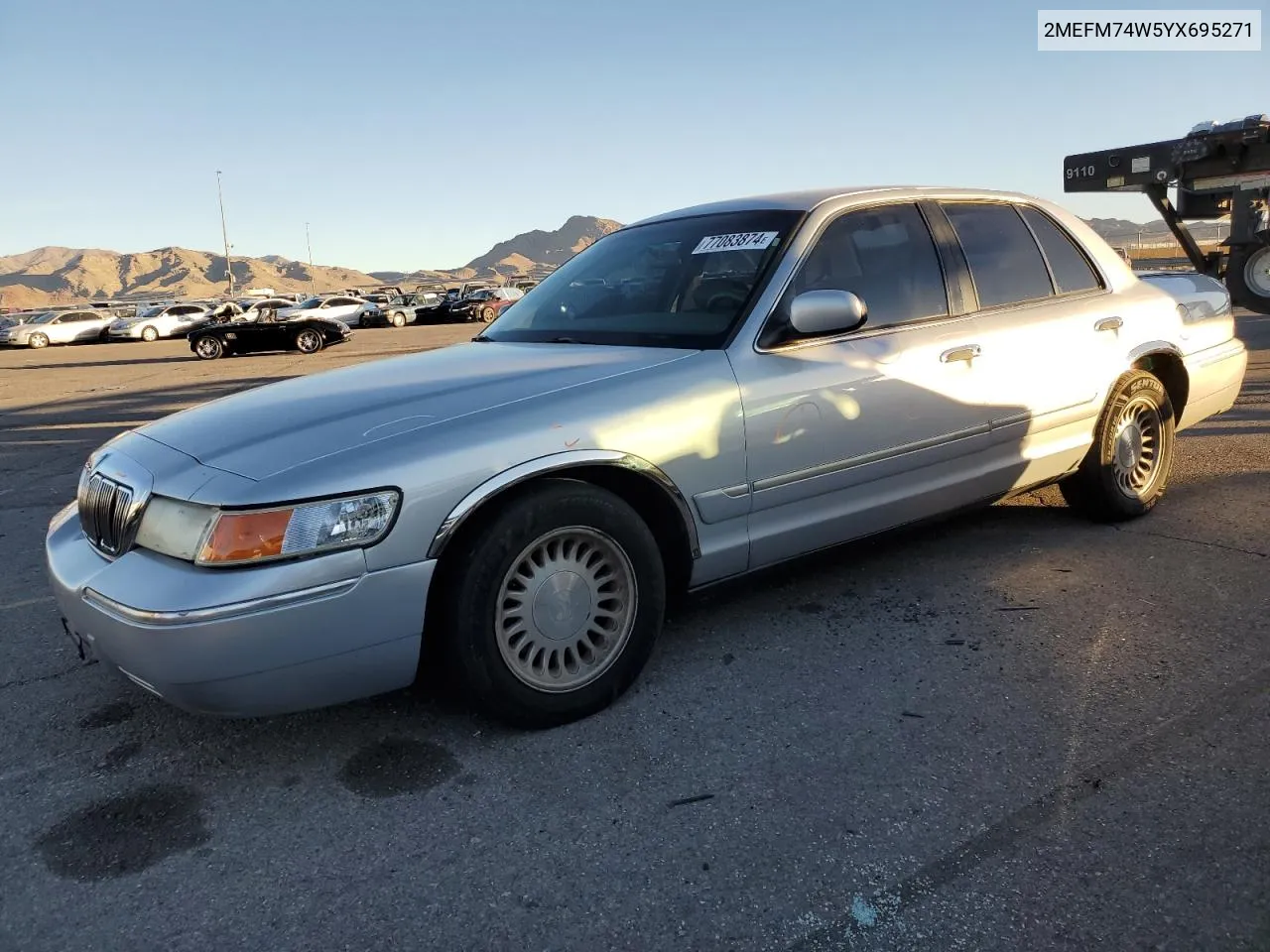 2000 Mercury Grand Marquis Gs VIN: 2MEFM74W5YX695271 Lot: 77083874