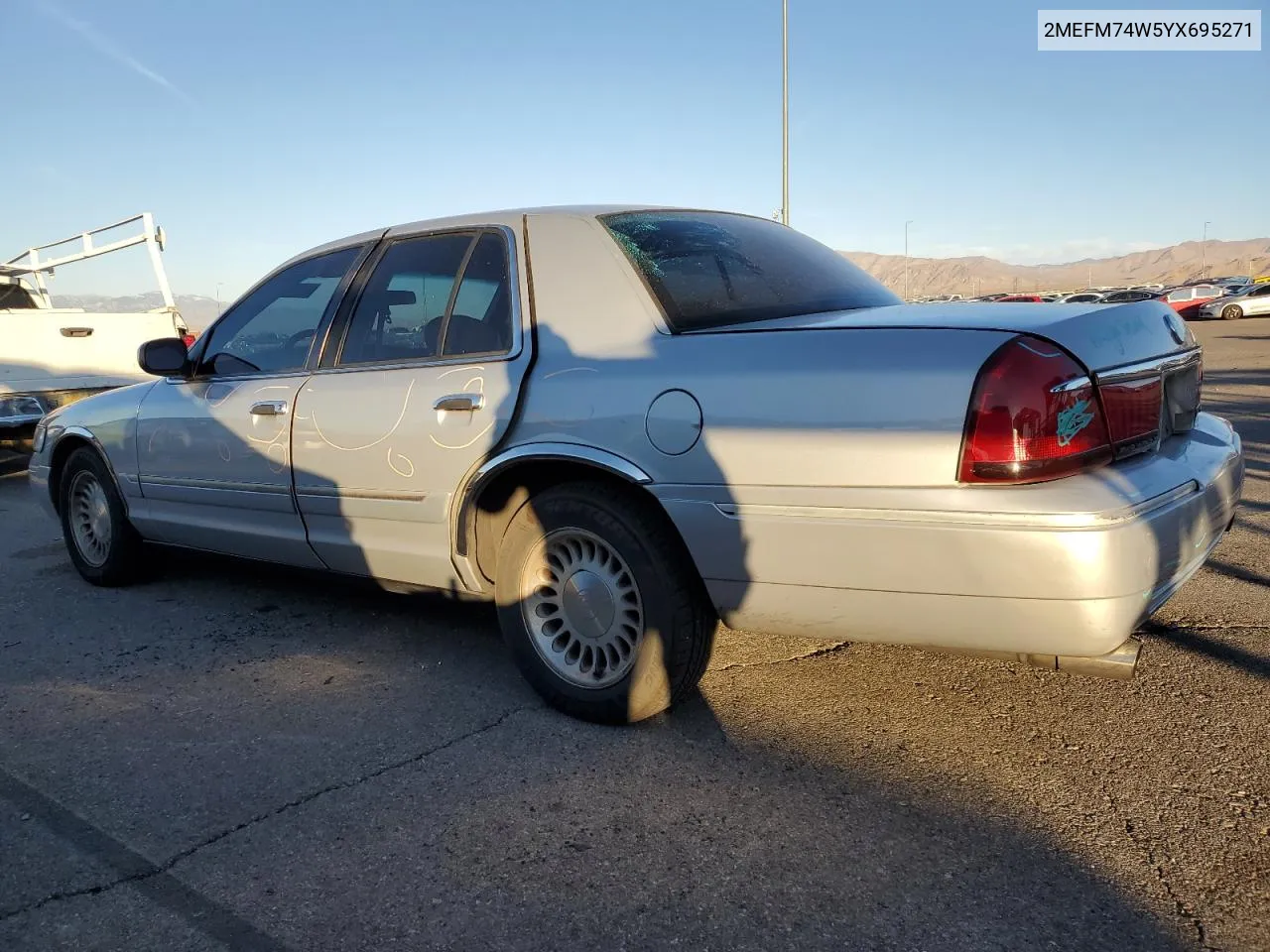 2000 Mercury Grand Marquis Gs VIN: 2MEFM74W5YX695271 Lot: 77083874