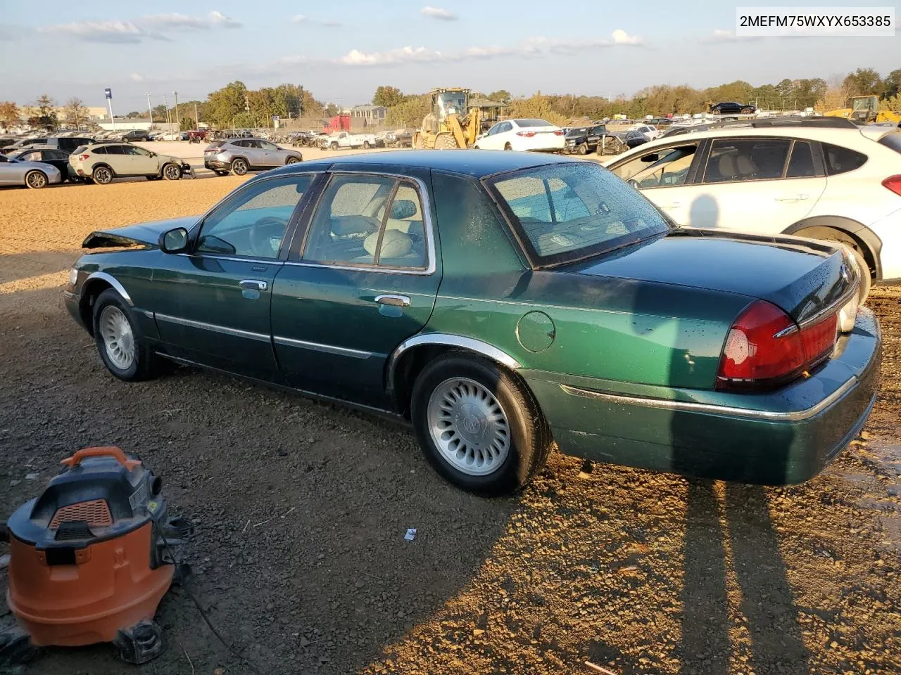 2000 Mercury Grand Marquis Ls VIN: 2MEFM75WXYX653385 Lot: 78431994