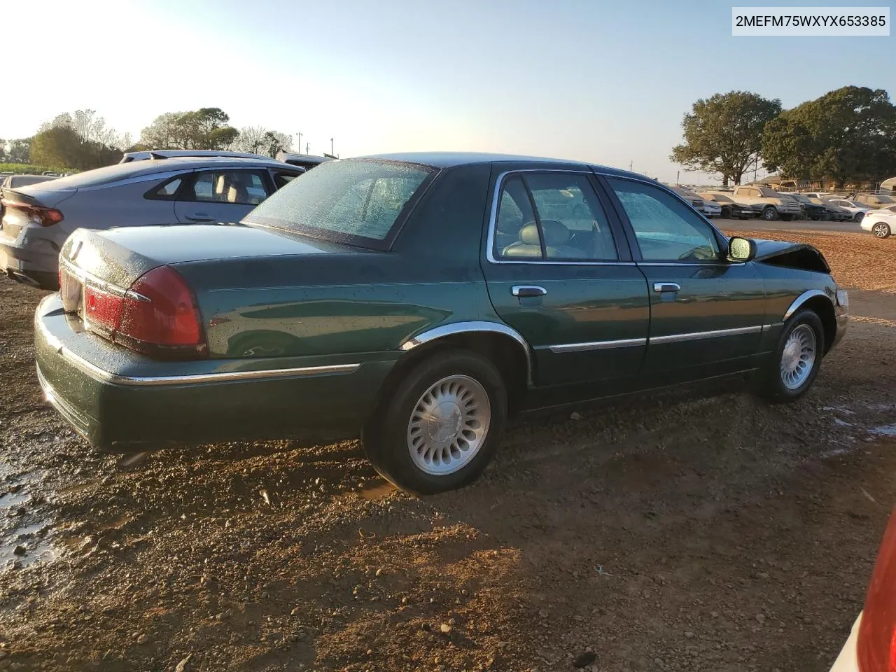 2000 Mercury Grand Marquis Ls VIN: 2MEFM75WXYX653385 Lot: 78431994