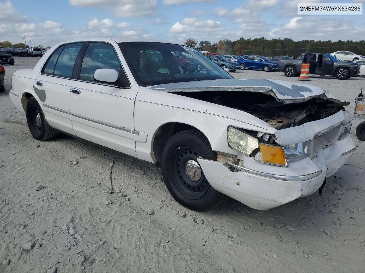 2000 Mercury Grand Marquis Gs VIN: 2MEFM74W6YX634236 Lot: 78602714