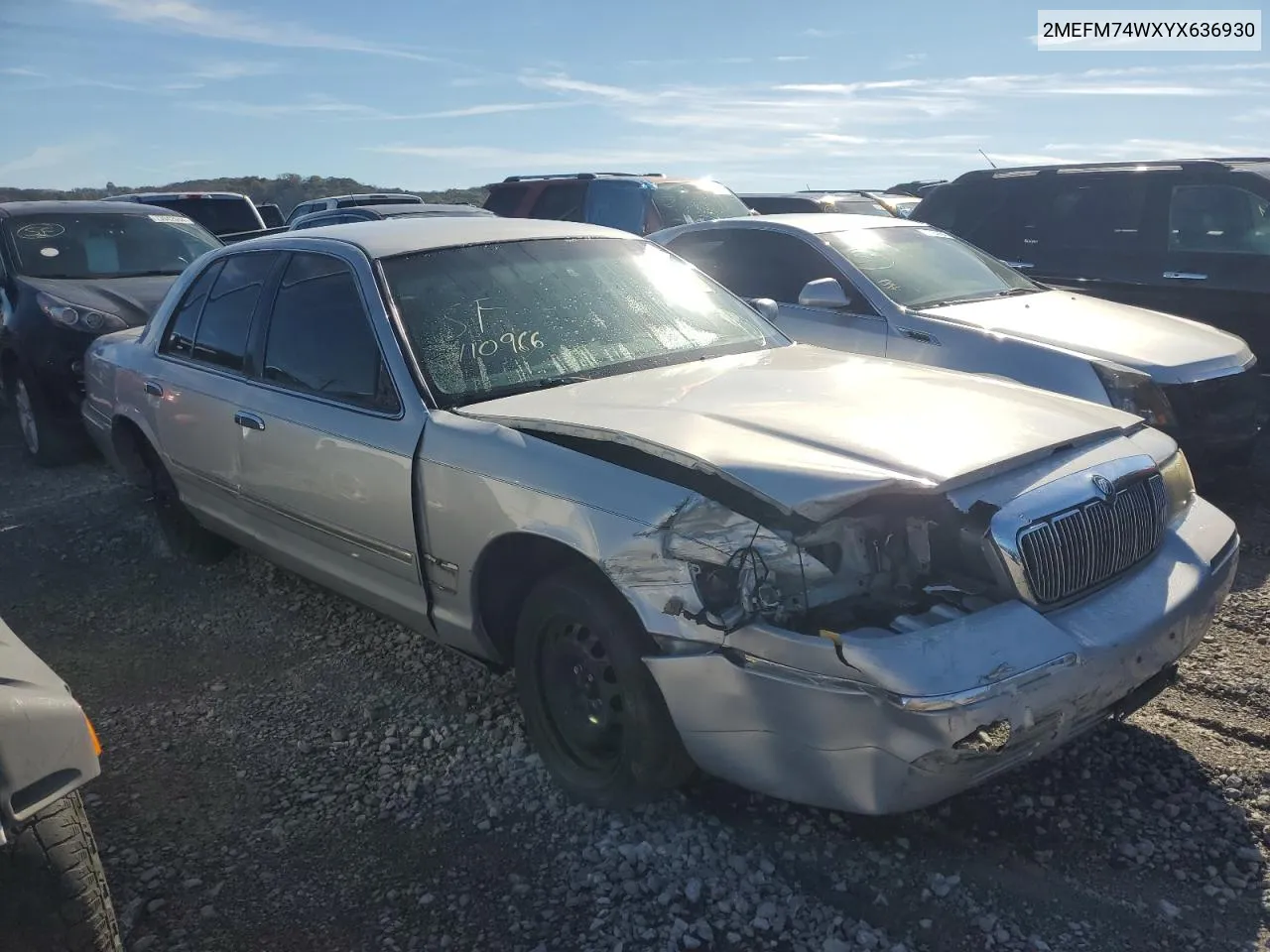 2000 Mercury Grand Marquis Gs VIN: 2MEFM74WXYX636930 Lot: 79729184