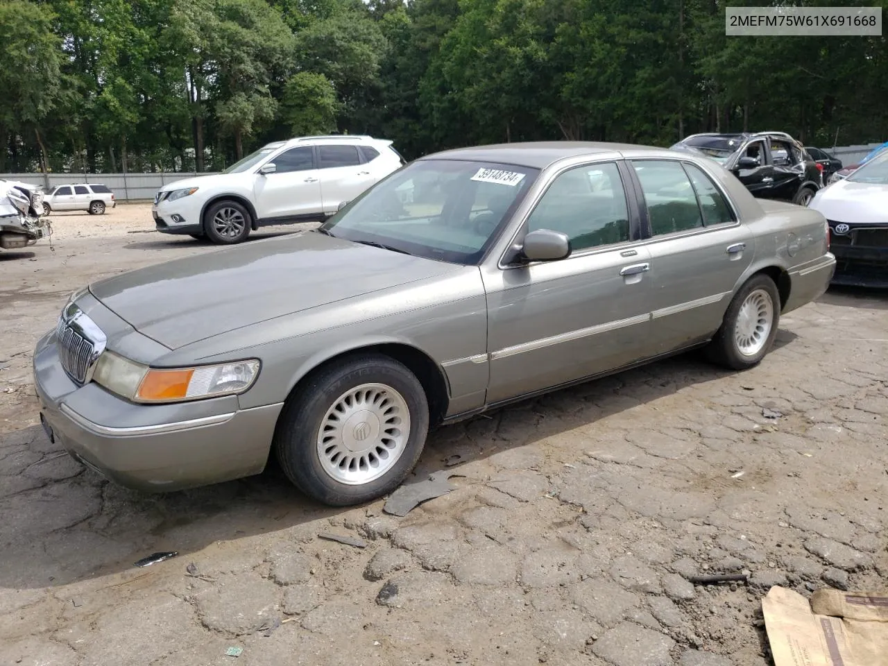 2001 Mercury Grand Marquis Ls VIN: 2MEFM75W61X691668 Lot: 59148734