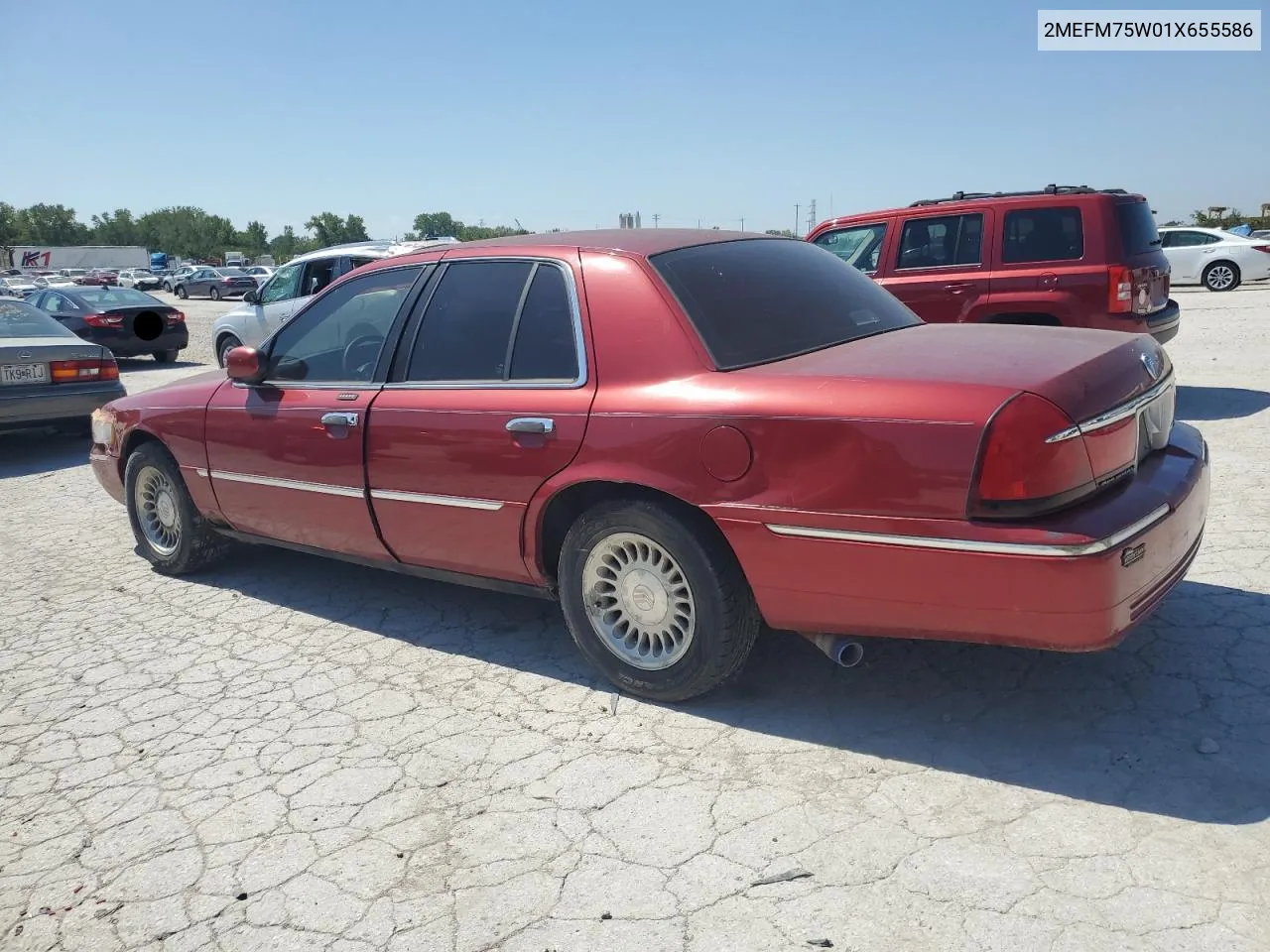 2001 Mercury Grand Marquis Ls VIN: 2MEFM75W01X655586 Lot: 69728884