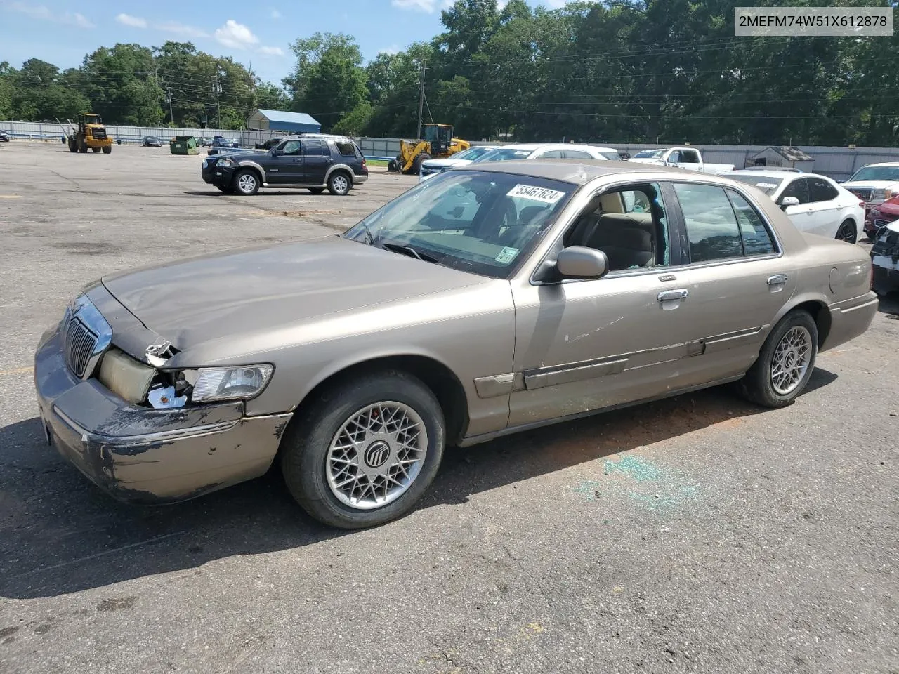 2001 Mercury Grand Marquis Gs VIN: 2MEFM74W51X612878 Lot: 70198744