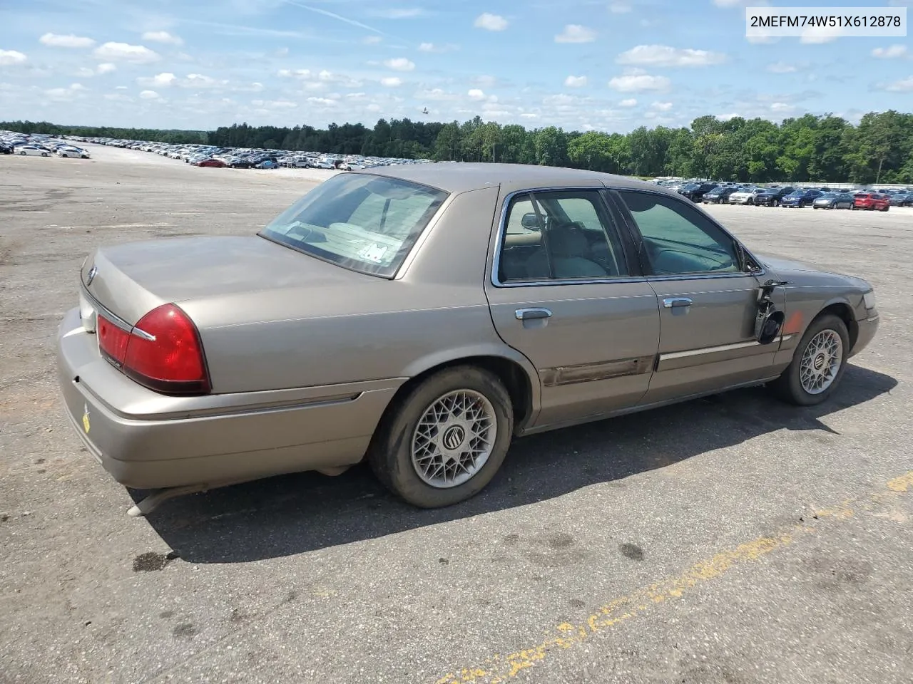 2001 Mercury Grand Marquis Gs VIN: 2MEFM74W51X612878 Lot: 70198744