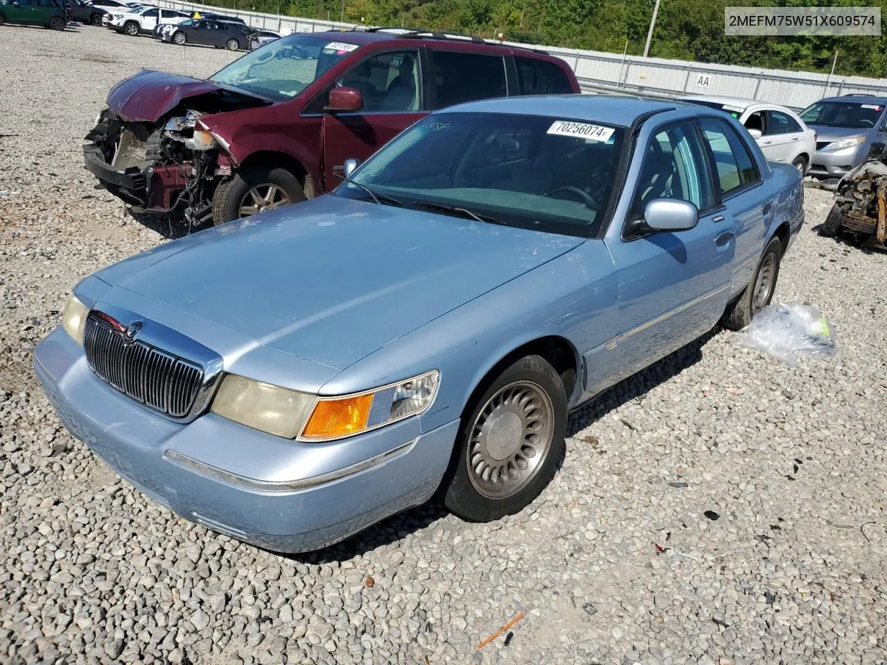 2001 Mercury Grand Marquis Ls VIN: 2MEFM75W51X609574 Lot: 70256074