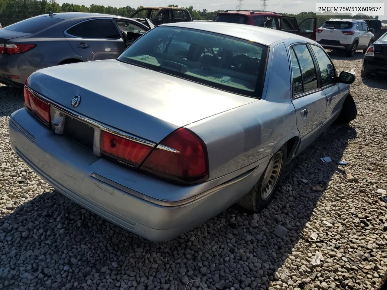 2001 Mercury Grand Marquis Ls VIN: 2MEFM75W51X609574 Lot: 70256074