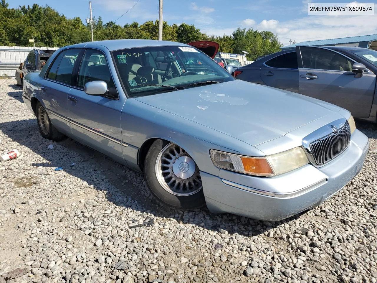 2001 Mercury Grand Marquis Ls VIN: 2MEFM75W51X609574 Lot: 70256074