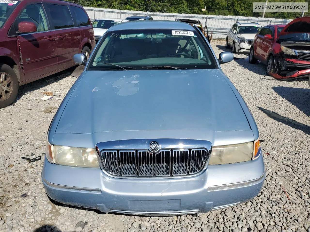 2001 Mercury Grand Marquis Ls VIN: 2MEFM75W51X609574 Lot: 70256074