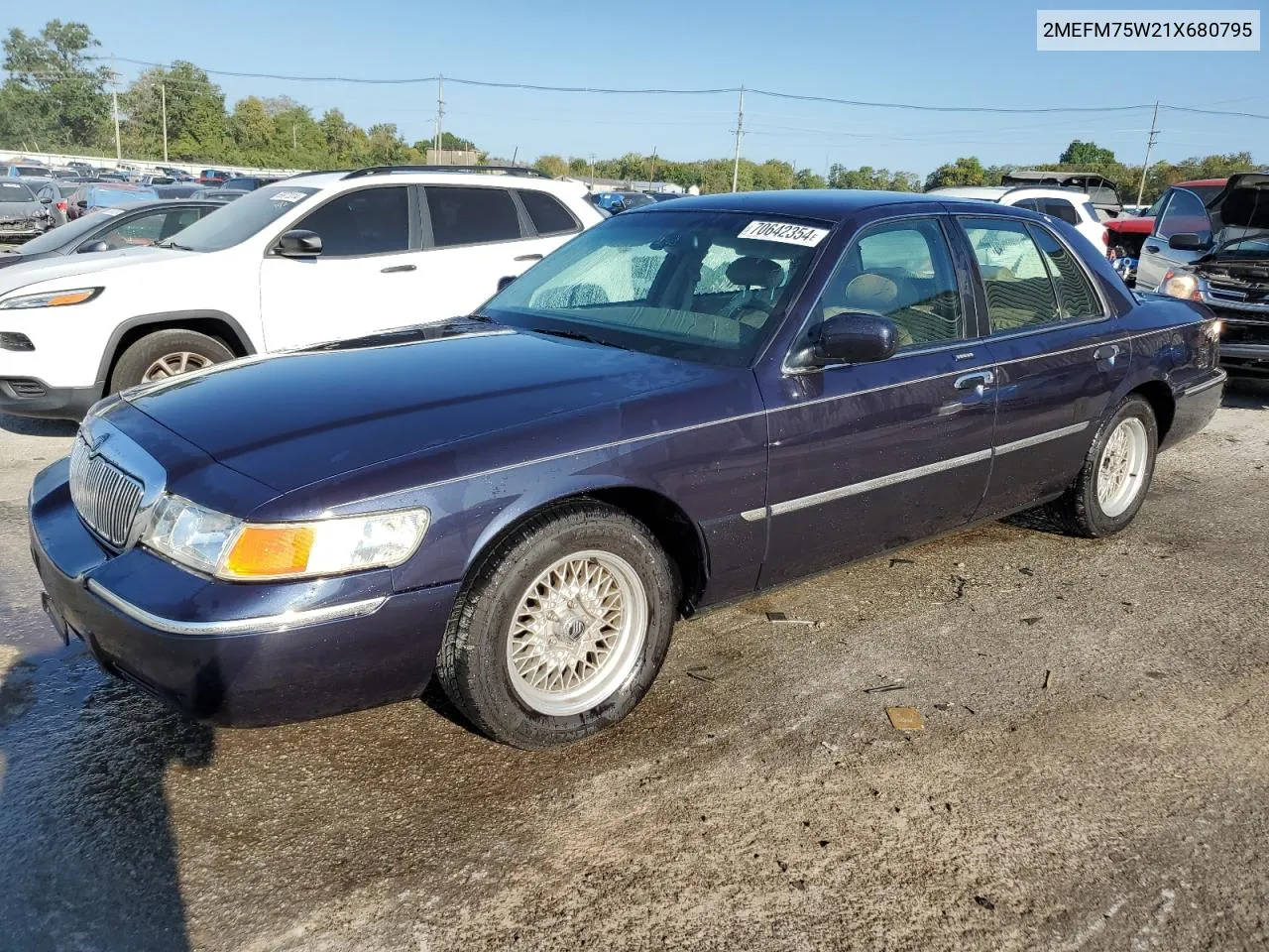 2001 Mercury Grand Marquis Ls VIN: 2MEFM75W21X680795 Lot: 70642354