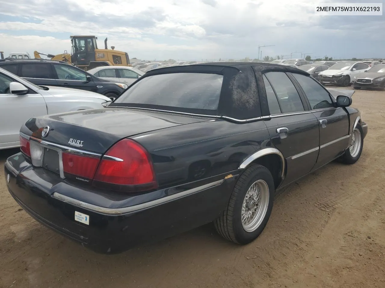 2001 Mercury Grand Marquis Ls VIN: 2MEFM75W31X622193 Lot: 72429784