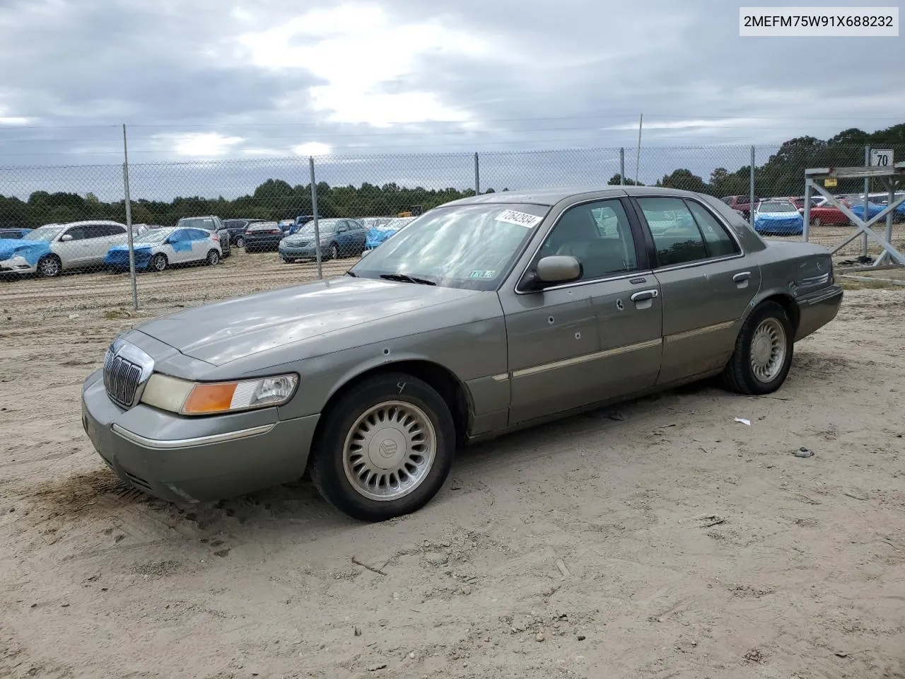 2001 Mercury Grand Marquis Ls VIN: 2MEFM75W91X688232 Lot: 72642934