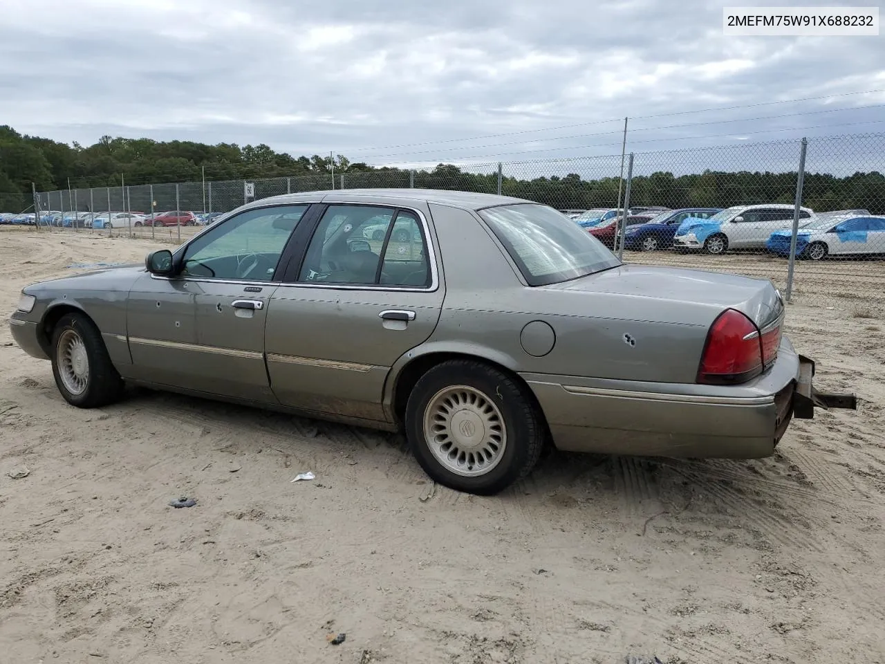 2001 Mercury Grand Marquis Ls VIN: 2MEFM75W91X688232 Lot: 72642934