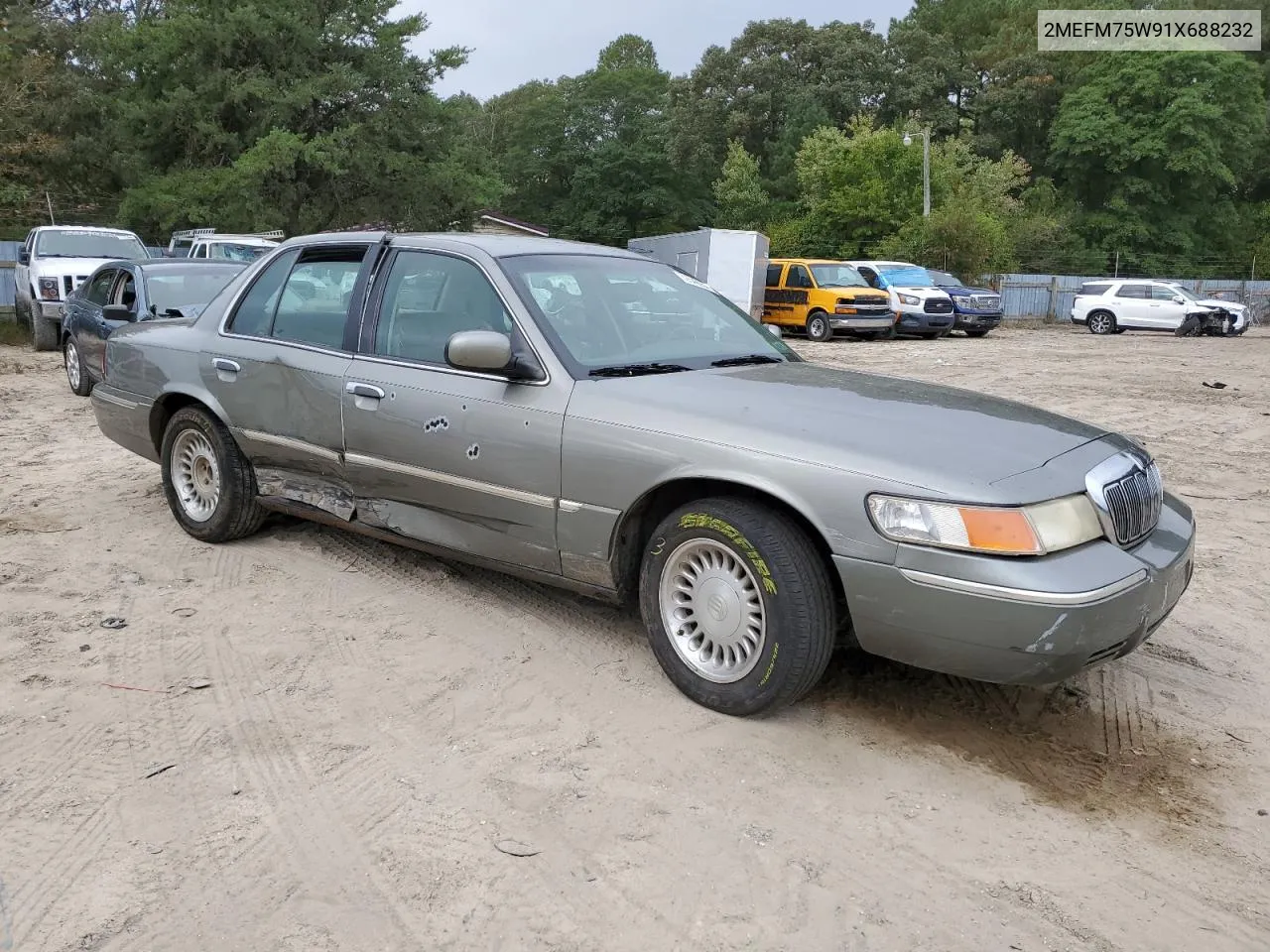 2001 Mercury Grand Marquis Ls VIN: 2MEFM75W91X688232 Lot: 72642934