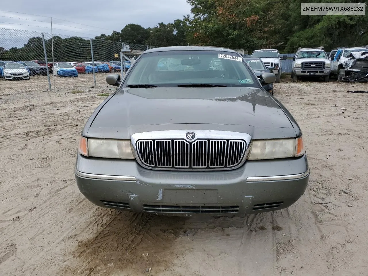 2001 Mercury Grand Marquis Ls VIN: 2MEFM75W91X688232 Lot: 72642934