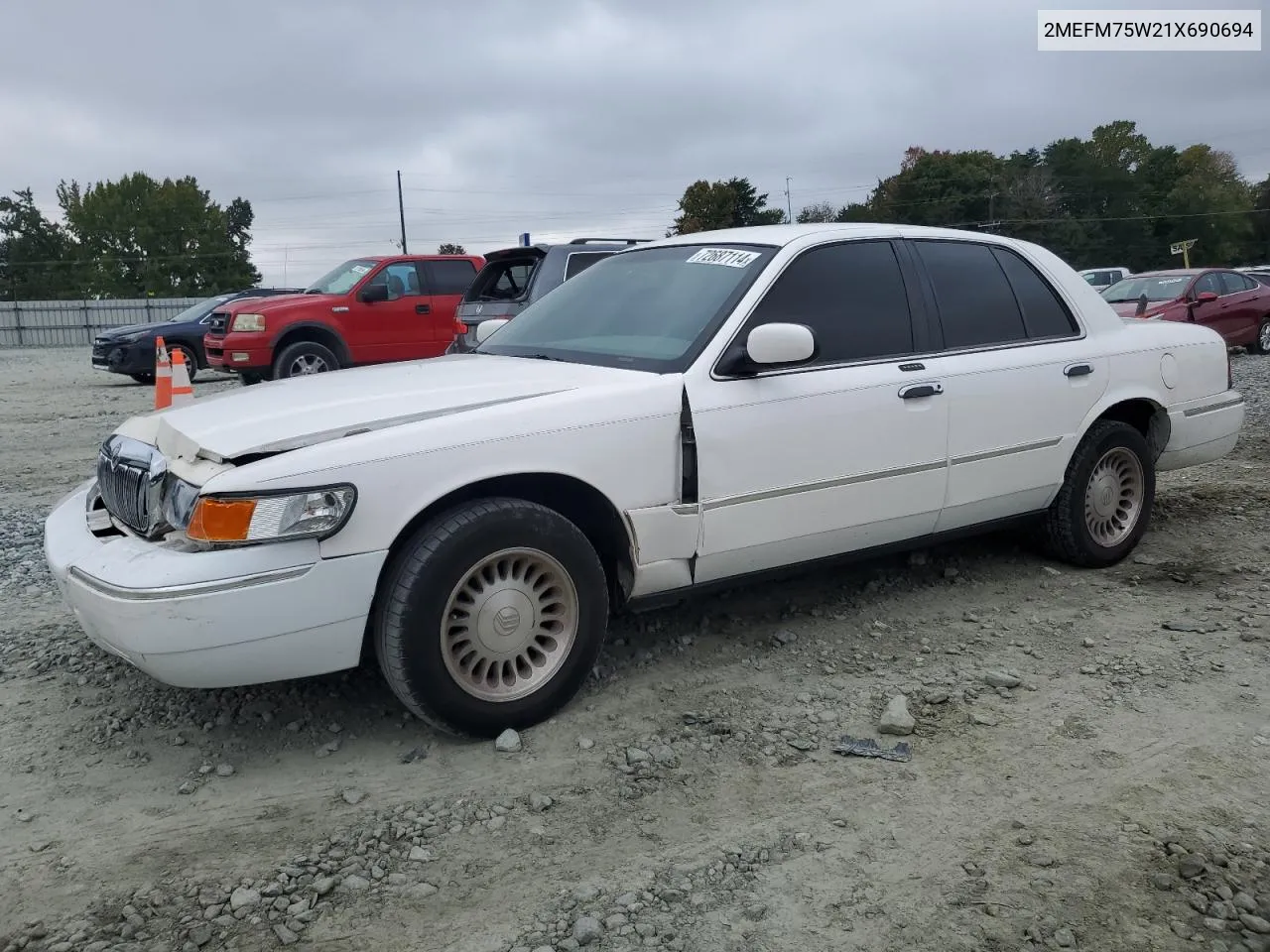 2001 Mercury Grand Marquis Ls VIN: 2MEFM75W21X690694 Lot: 72687114