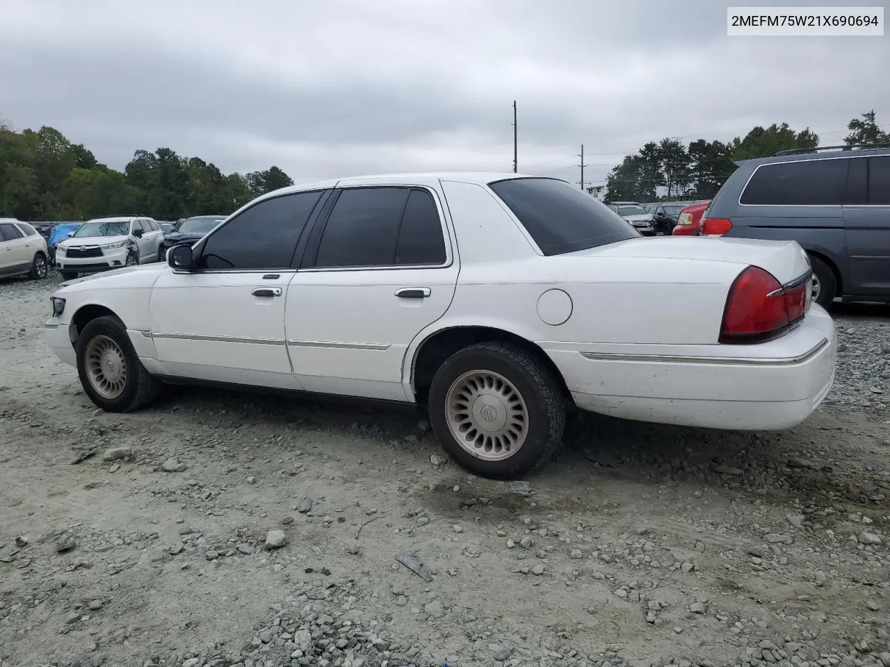 2001 Mercury Grand Marquis Ls VIN: 2MEFM75W21X690694 Lot: 72687114