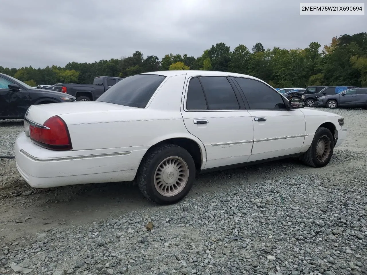 2001 Mercury Grand Marquis Ls VIN: 2MEFM75W21X690694 Lot: 72687114