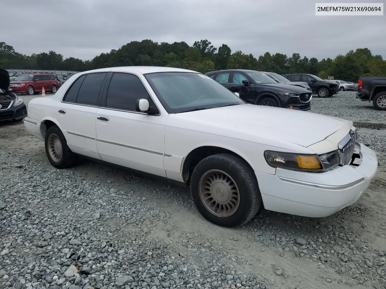 2001 Mercury Grand Marquis Ls VIN: 2MEFM75W21X690694 Lot: 72687114