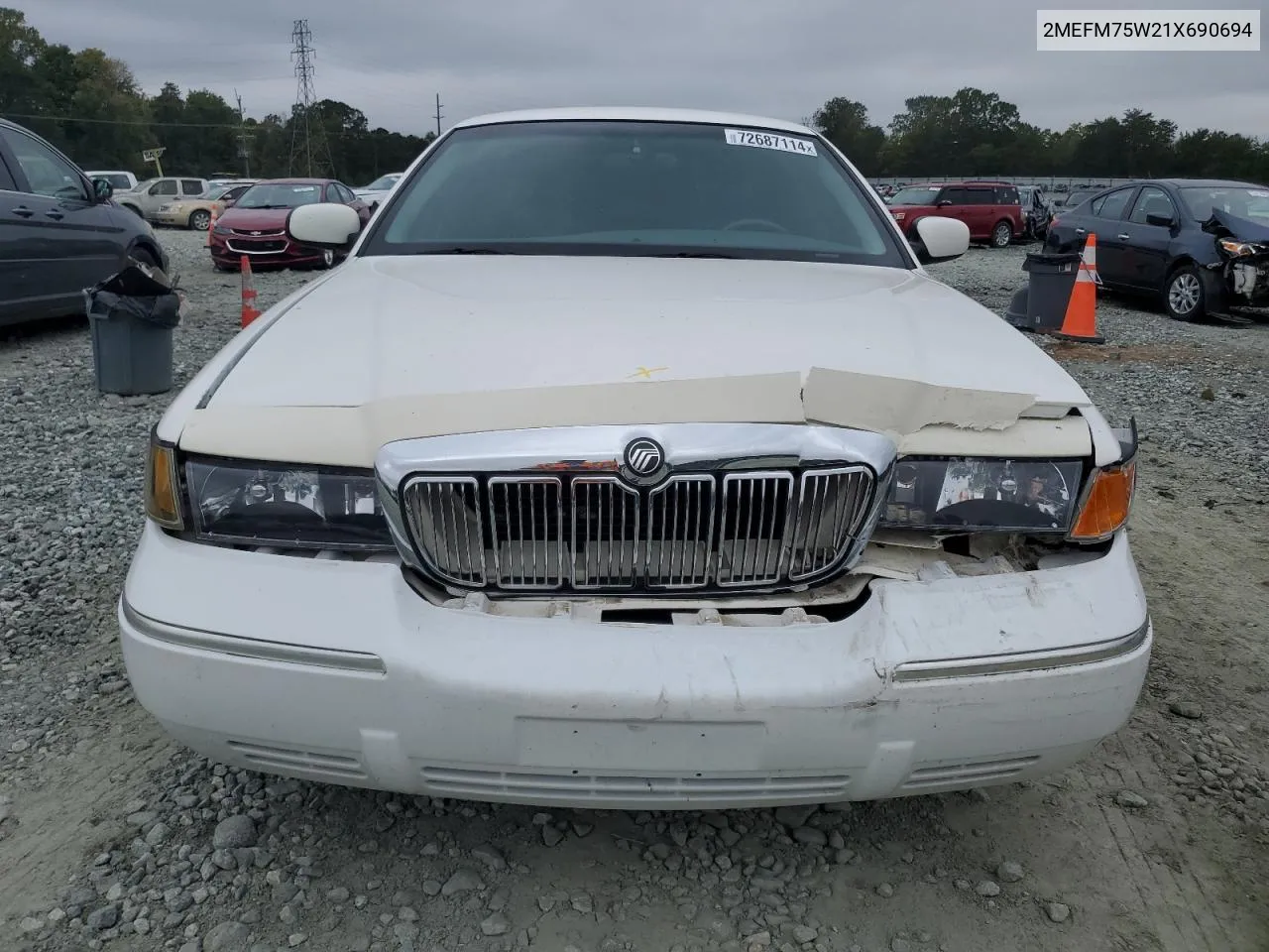 2001 Mercury Grand Marquis Ls VIN: 2MEFM75W21X690694 Lot: 72687114