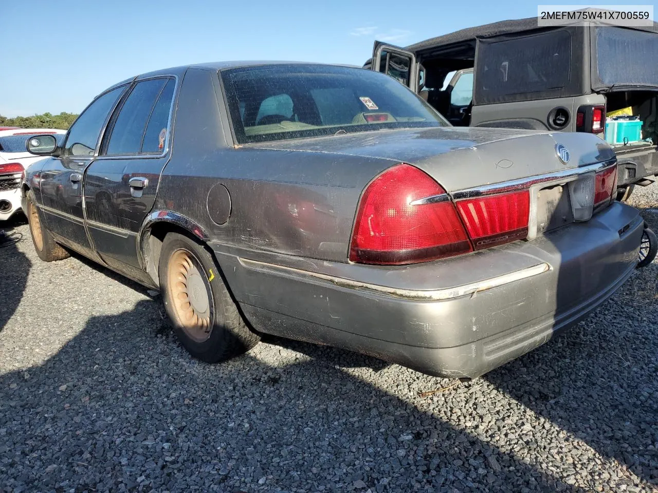 2001 Mercury Grand Marquis Ls VIN: 2MEFM75W41X700559 Lot: 74169434