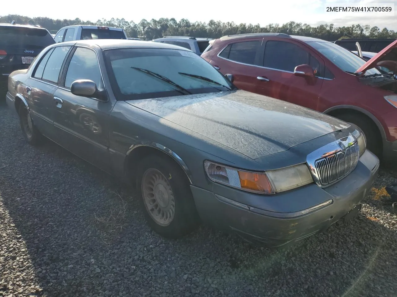 2001 Mercury Grand Marquis Ls VIN: 2MEFM75W41X700559 Lot: 74169434