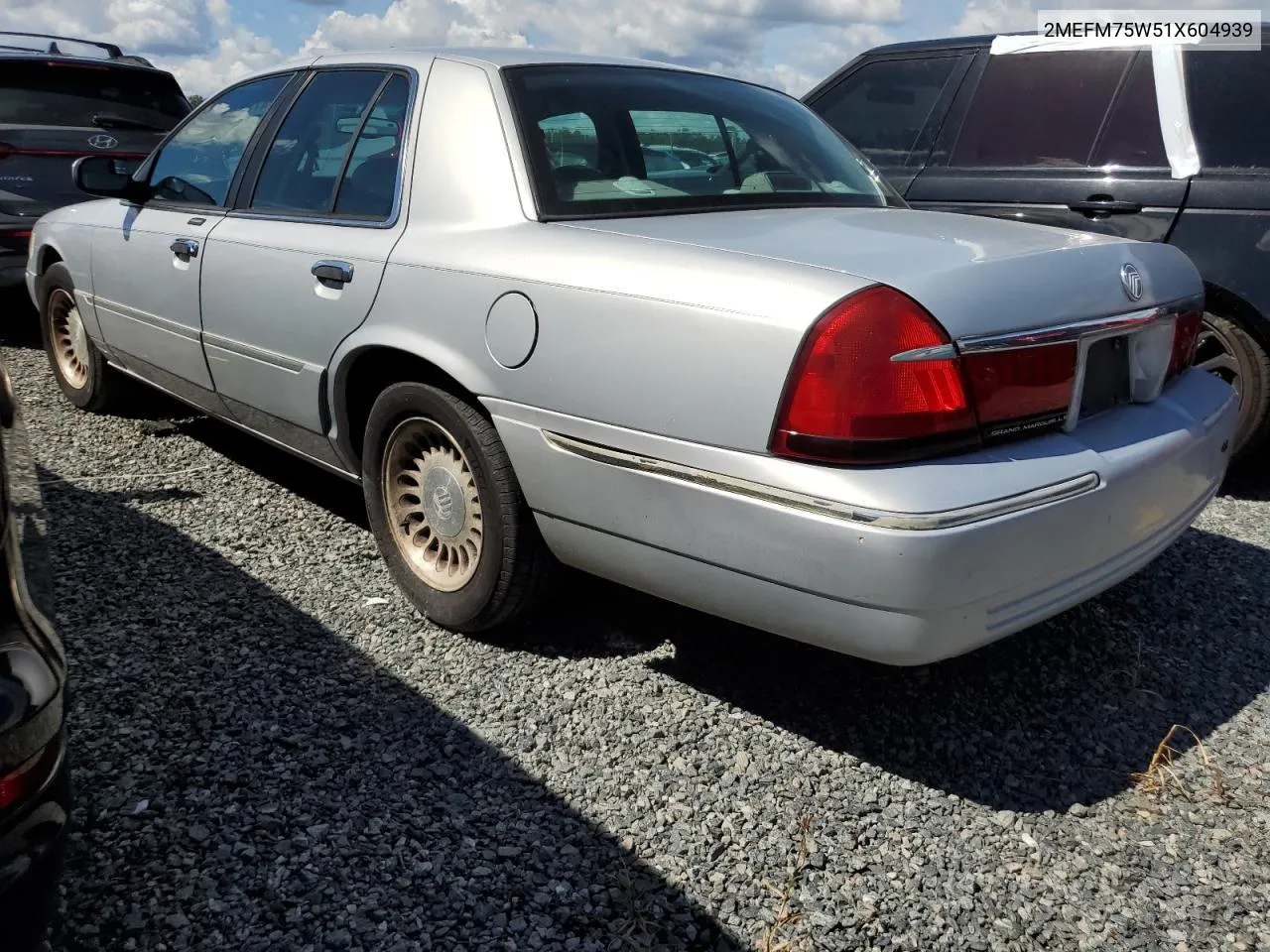 2001 Mercury Grand Marquis Ls VIN: 2MEFM75W51X604939 Lot: 74739604