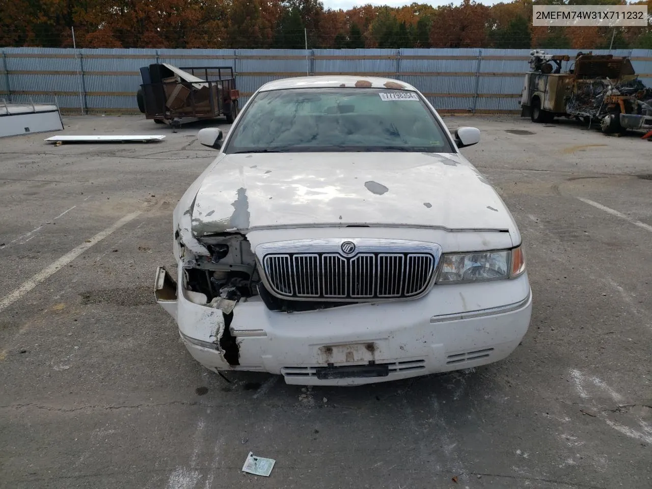 2001 Mercury Grand Marquis Gs VIN: 2MEFM74W31X711232 Lot: 77798354