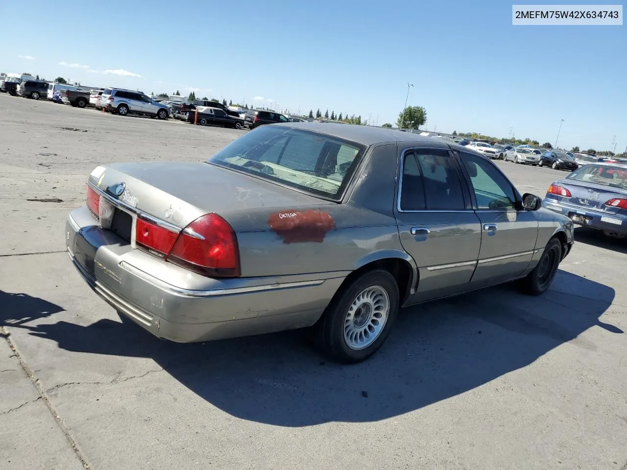 2002 Mercury Grand Marquis Ls VIN: 2MEFM75W42X634743 Lot: 71081764